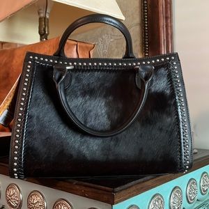 Delila black leather cowhide purse